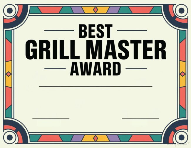 Best Grill Master Father’s Day certificate printable