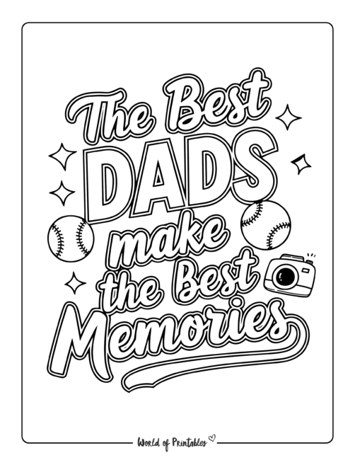Best Memories Printable Father's Day coloring sheets