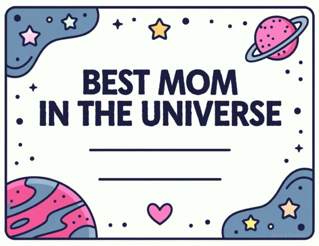 Best Mom in the Universe Printable Mother&rsquo;s Day Certificates