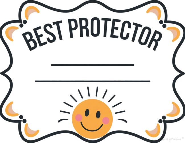 Best Protector Father’s Day certificate printable