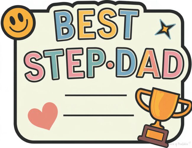 Best Stepdad certificate printable