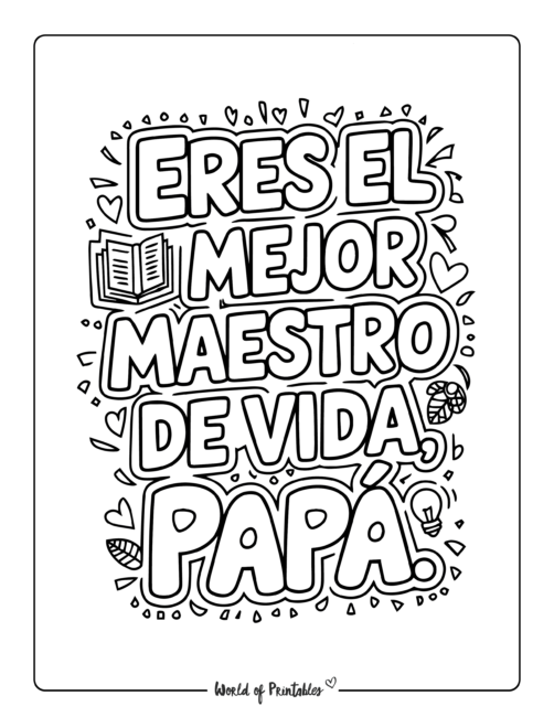 Bilingual Father’s Day coloring pages for tweens and teens