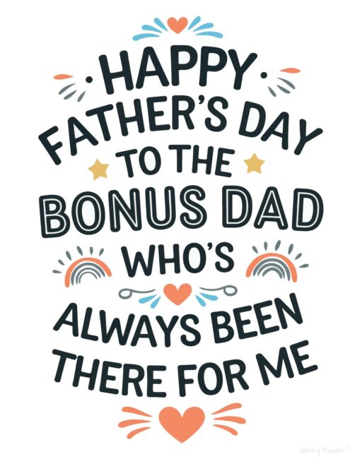 Bonus Dad Free printable stepdad Father’s Day card