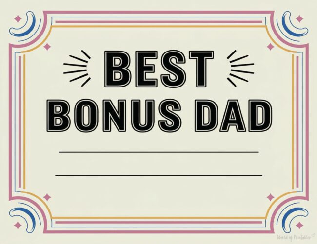Bonus Dad certificate printable
