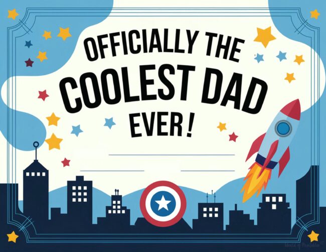 Coolest Dad Ever Free Father’s Day certificate