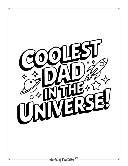 Coolest Dad in the Universe Father's Day coloring pages