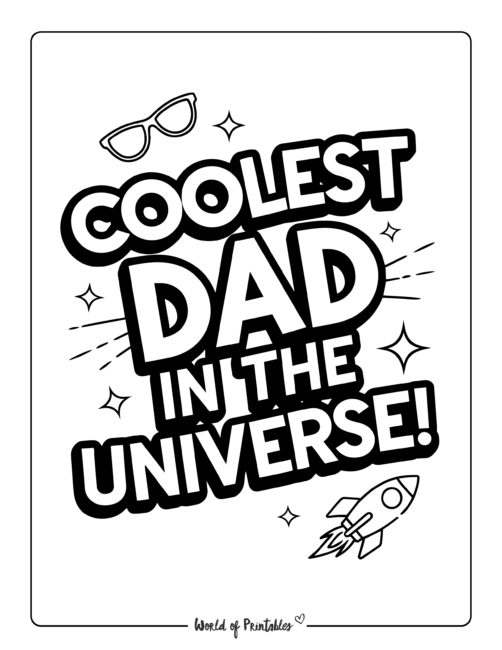 Coolest Dad in the Universe Father's Day coloring pages for kids