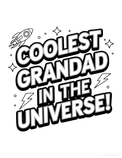 Coolest Grandad Printable Father’s Day card to color