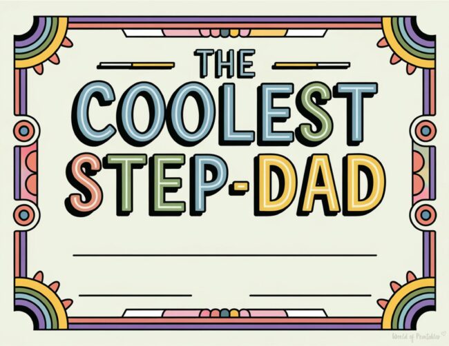 Coolest Stepdad award certificate