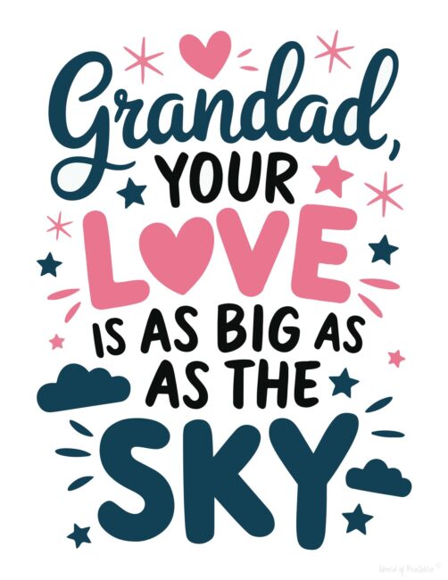 Cute Printable Father’s Day card for grandad