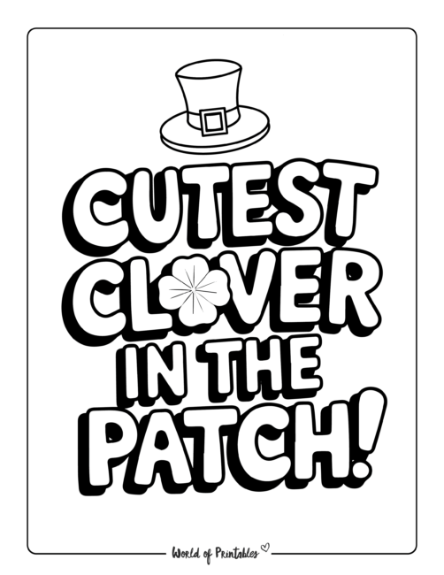 Cutest Clover in the Patch St. Patrick's Day coloring pages