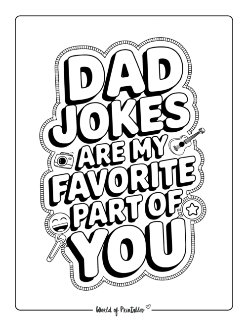 Dad Jokes Printable Father's Day coloring sheets