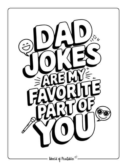 Dad Jokes are my favorite Free Father's Day coloring pages