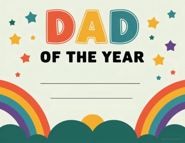 Dad of the year Free Father’s Day certificate