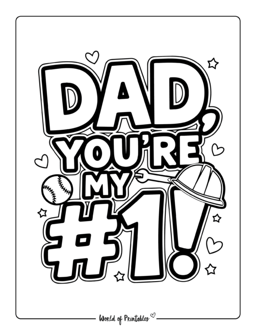 Dad you're my Number 1 Free Father's Day coloring pages