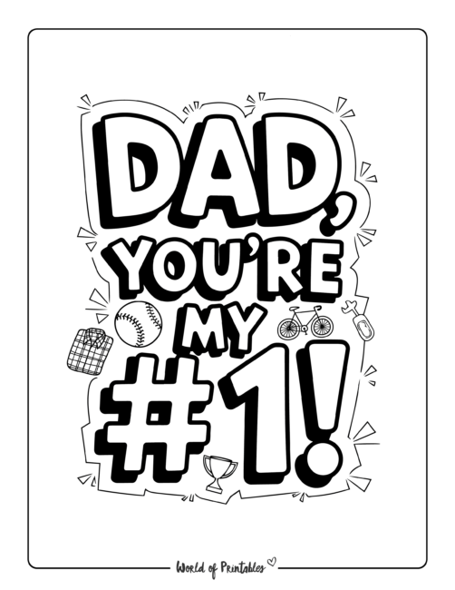 Dad you're my number 1 Printable Father's Day coloring sheets