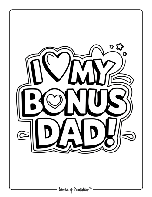 Father’s Day coloring pages for Stepdad from toddlers