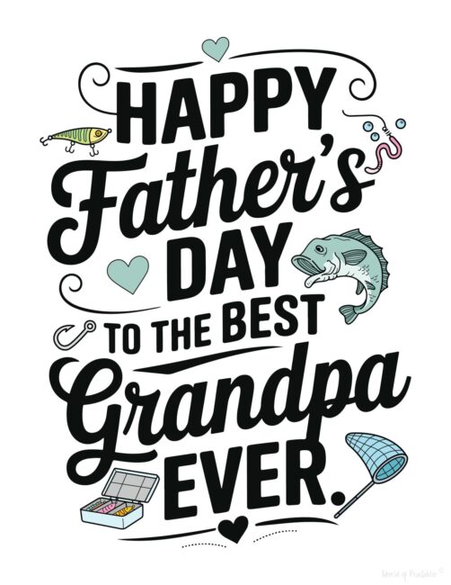 Fishing Printable Father’s Day card for grandad