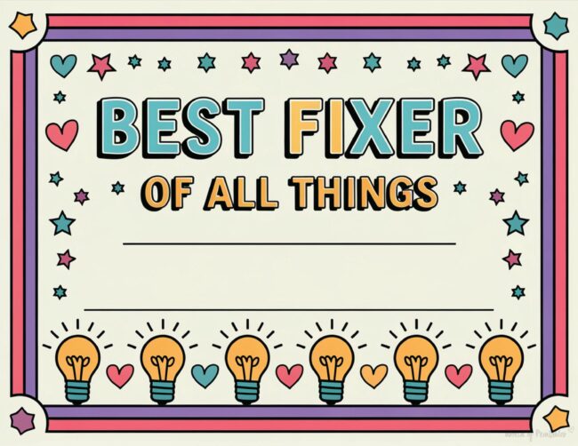 Fixer of All Things certificate printable