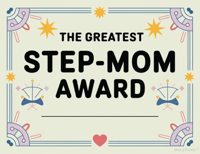 Free Mother&rsquo;s Day Certificates for Stepmom