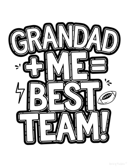 Grandad and Me Printable Father’s Day card to color