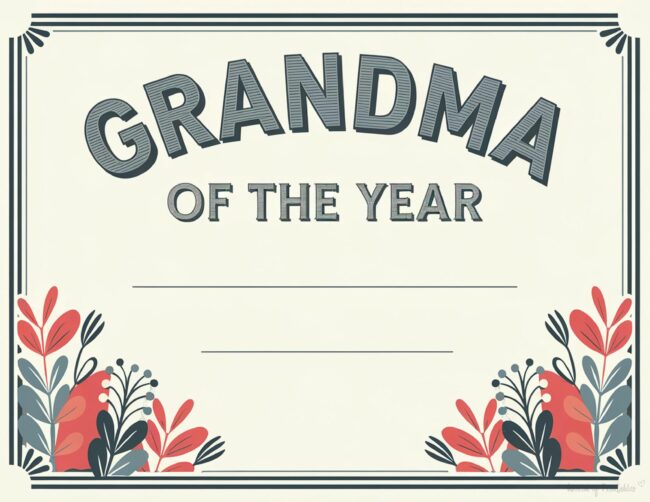 Grandma of the Year Mother&rsquo;s Day Award Certificates