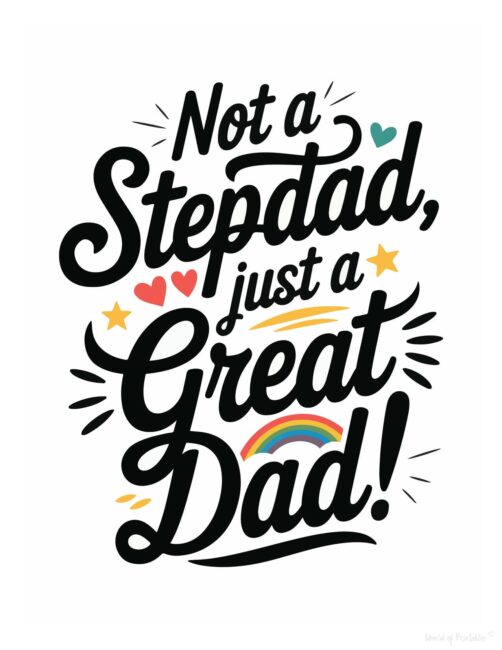 Great Dad Cute stepdad Father’s Day card to print