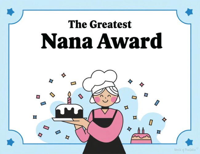 Greatest Nana Award Printable Mother&rsquo;s Day Certificates
