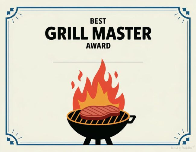 Grill Master Printable Certificate
