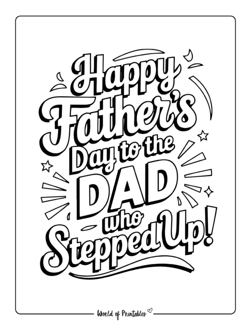 Happy Father’s Day coloring pages for Stepdad from kids