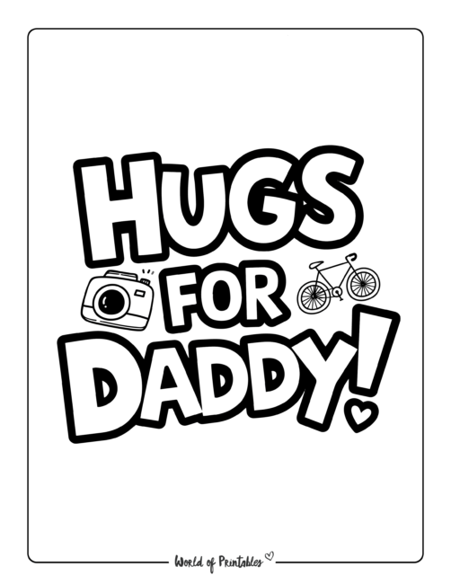 Hugs for Daddy Father's Day coloring pages for kids