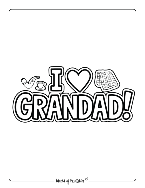 I Love Grandad Father’s Day coloring pages for Grandad
