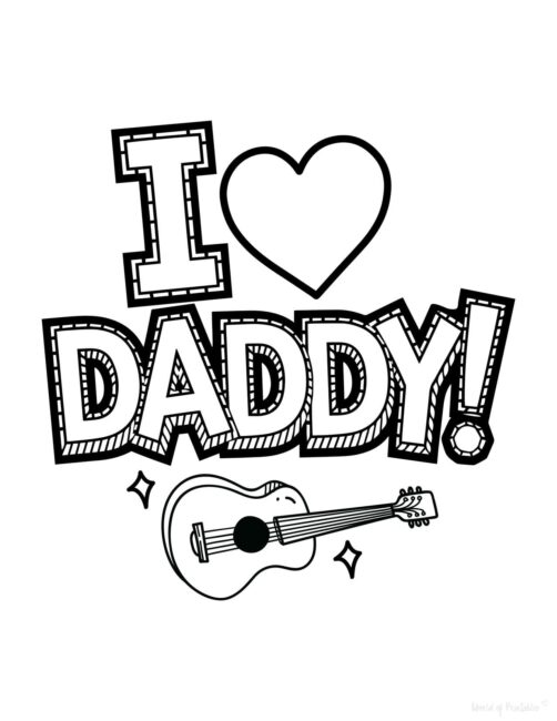 I love Daddy Printable Father’s Day card to color