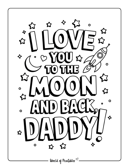 I love you to the moon Father's Day coloring pages