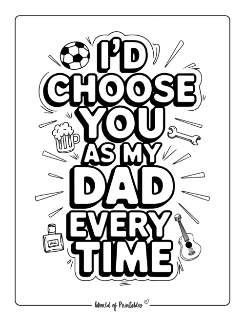 I'd choose you Printable Father's Day coloring sheets