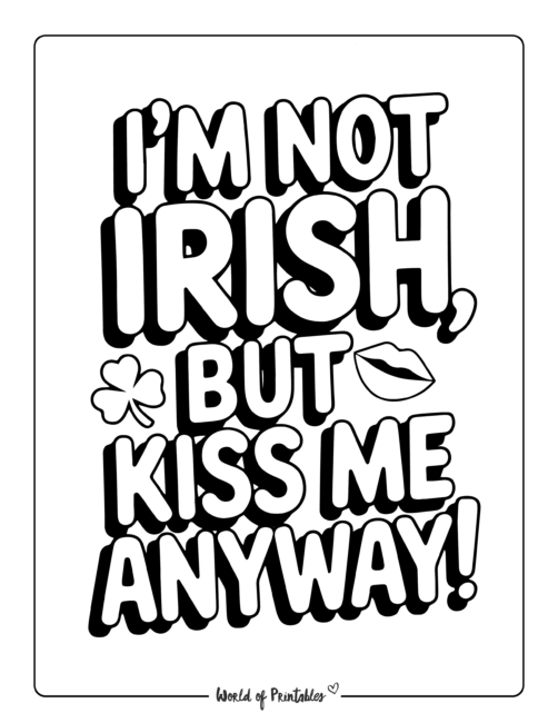 Kiss Me Printable St. Patrick's Day coloring sheets