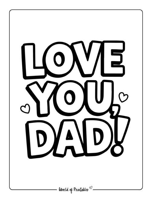 Love You Dad Fathers Day Coloring Page