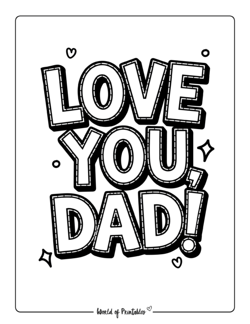 Love You Dad Father's Day coloring pages
