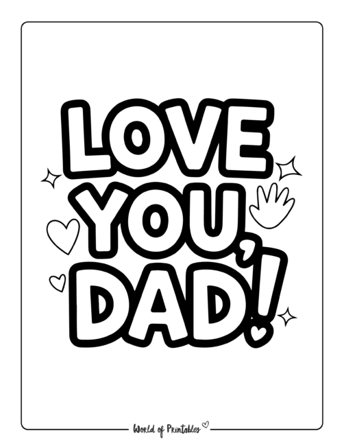 Love You Dad Free Father's Day coloring pages