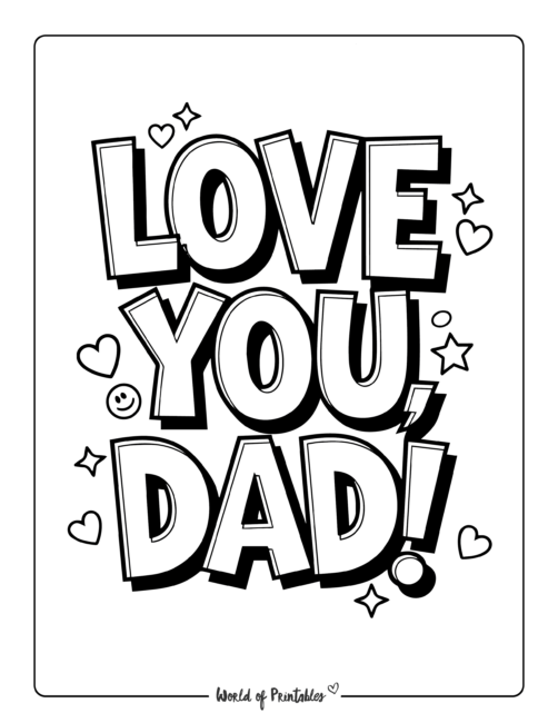 Love You Dad Printable Father's Day coloring sheets