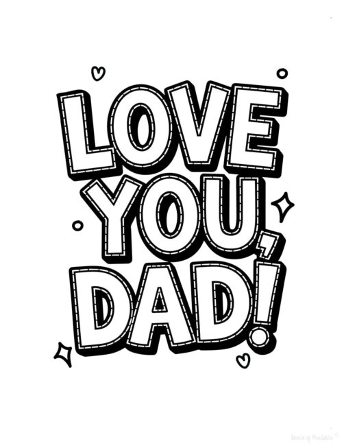 Love you dad Printable Father’s Day card to color