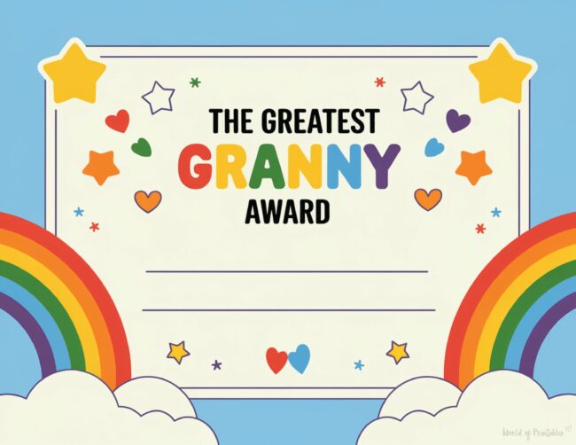 Mother&rsquo;s Day Award Certificates for Granny
