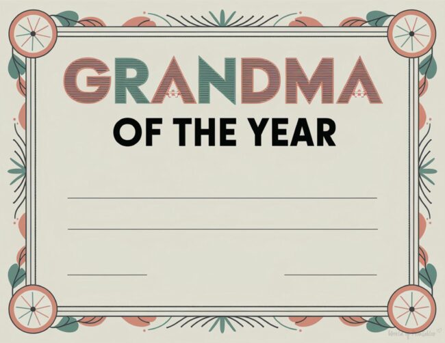 Mother&rsquo;s Day Certificate Templates for Grandma