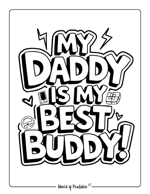My Daddy is My Best Buddy Father's Day coloring pages for kids