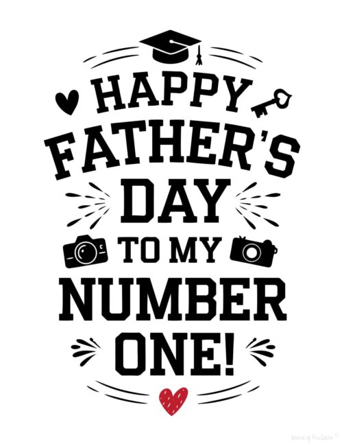 My Number One Cute Father’s Day card to print