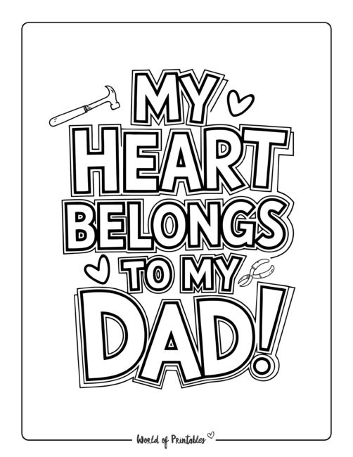 My heart belongs to my dad Father's Day coloring pages for kids