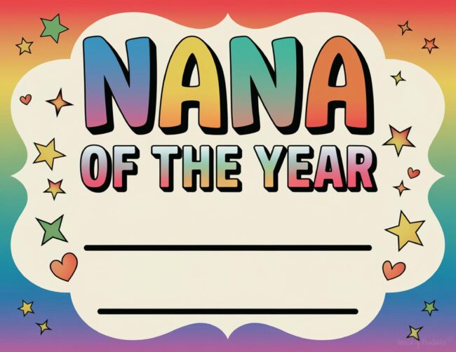 Nana of the Year Printable Mother&rsquo;s Day Certificates