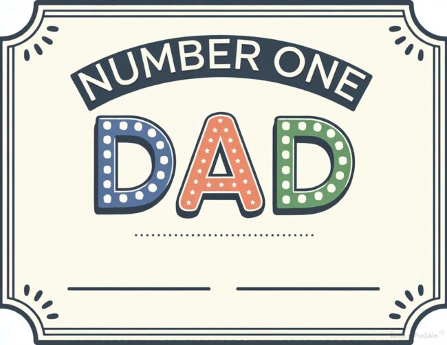 Number One Dad Printable Father’s Day certificate