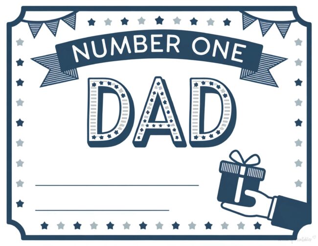 Number One Dad certificate printable
