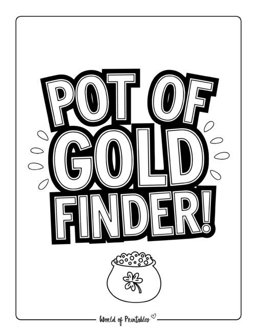 Pot of Gold Finder St. Patrick's Day coloring pages
